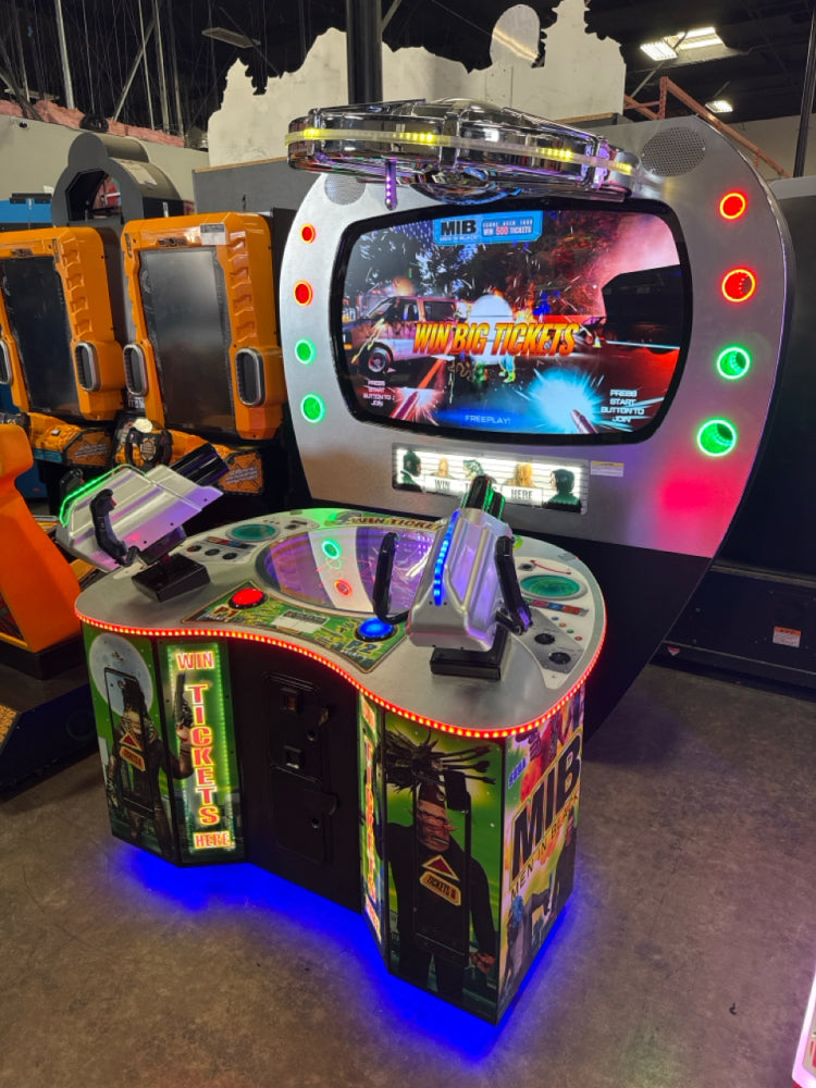 Men in Black skill-based video redemption arcade machine with interactive shooting gameplay and themed graphics