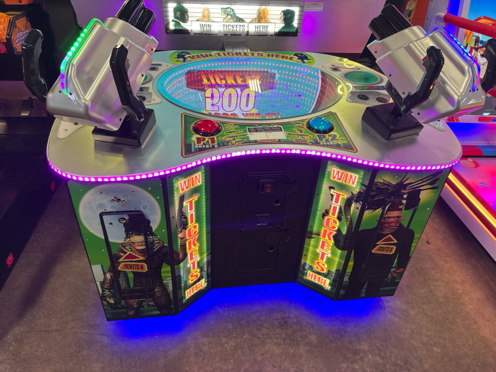Men in Black skill-based video redemption arcade machine with interactive shooting gameplay and themed graphics