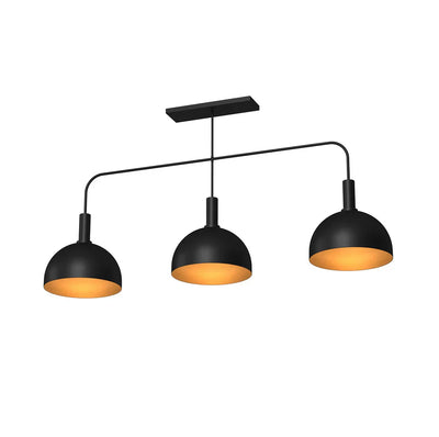 Prohibition Three-Shade Metal Pendant Light in Matte Black