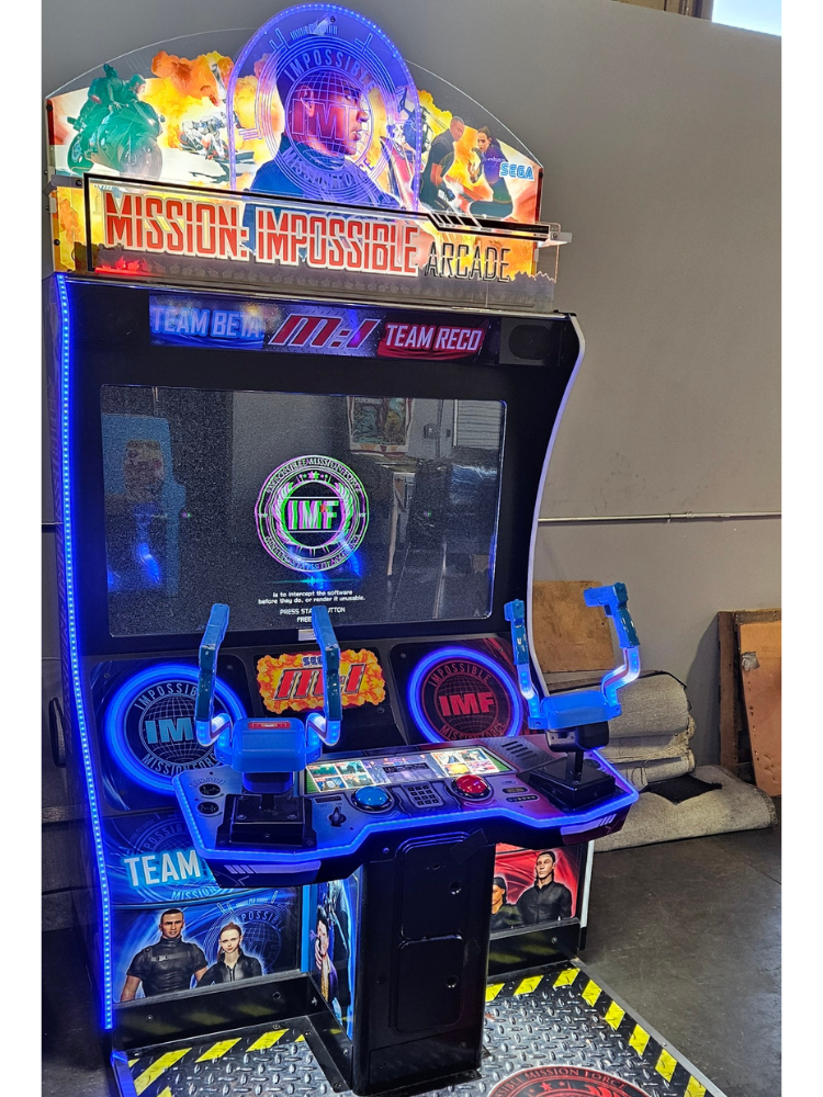 Mission: Impossible Arcade DLX deluxe 2-player action video arcade machine with immersive dual-seat setup and large HD display