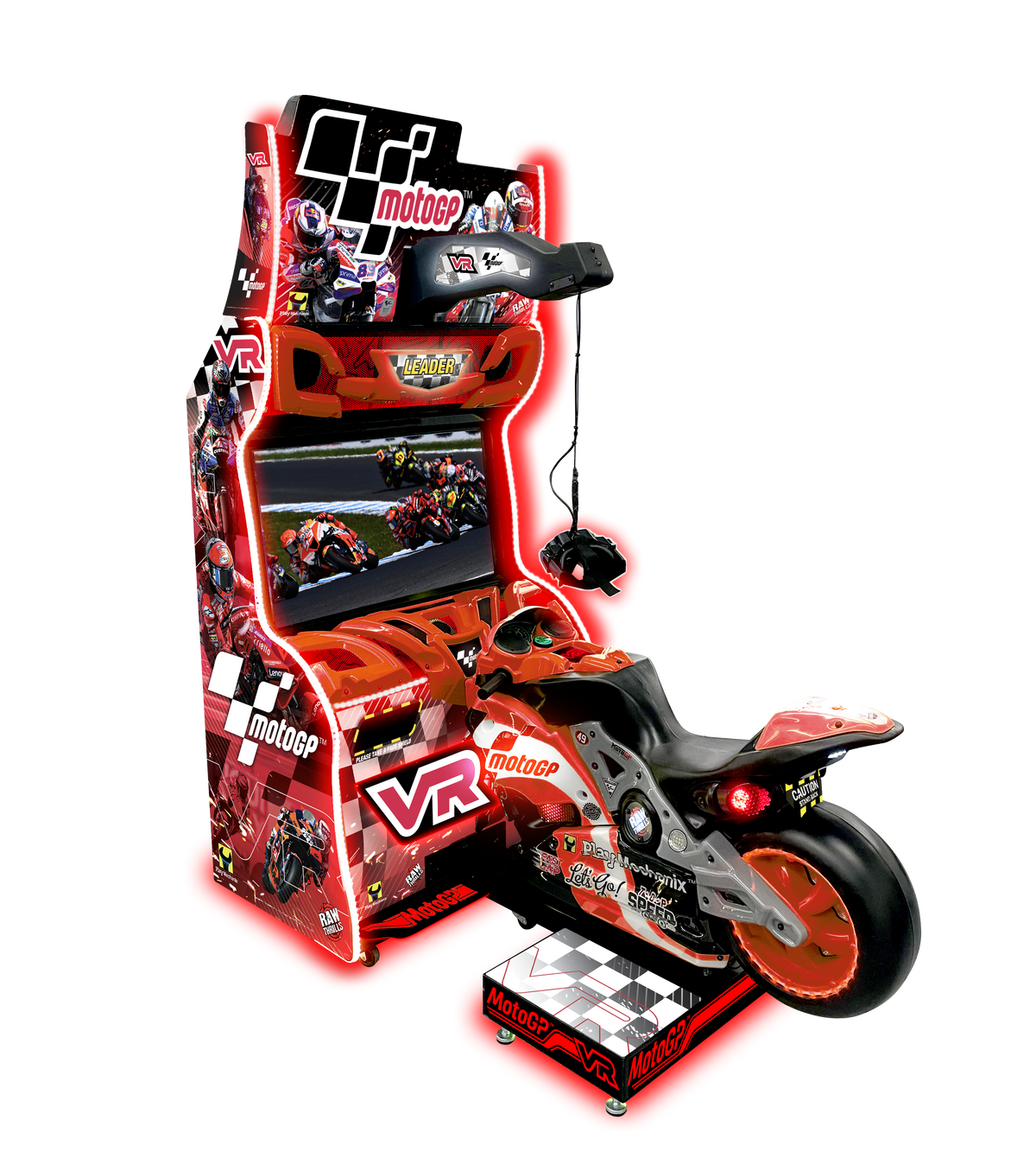 MotoGP VR Arcade Machine – 360° Virtual Reality Motorcycle Racing | Official MotoGP Tracks &amp; Riders | 1-8 Player Linked Cabinets | HP Reverb G2 Headset | Raw Thrills.