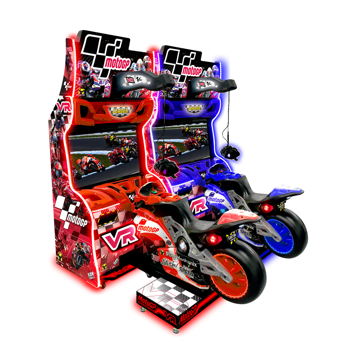 MotoGP VR Arcade Machine – 360° Virtual Reality Motorcycle Racing | Official MotoGP Tracks &amp; Riders | 1-8 Player Linked Cabinets | HP Reverb G2 Headset | Raw Thrills.