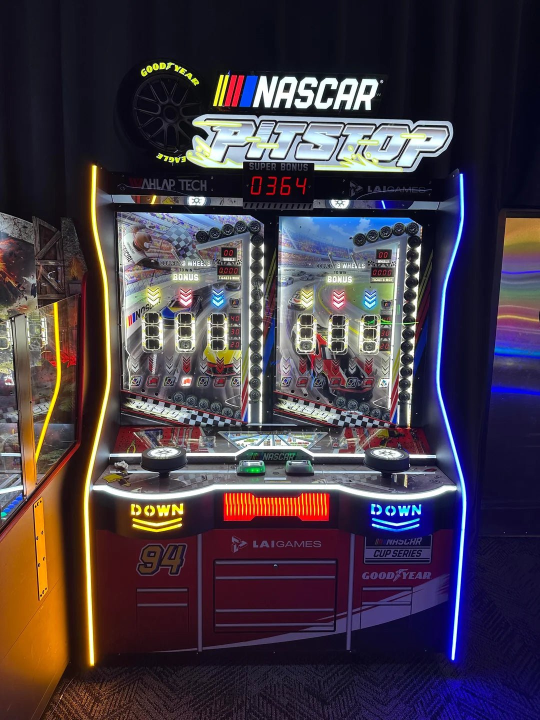 NASCAR Pit Stop - 2 Player Redemption Game | Licensed NASCAR & Goodyear | Skill - Based Challenge by Lai Games - Video Game Arcade