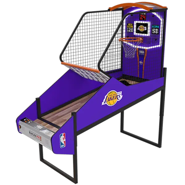 NBA Game Time Pro 8 Foot Basketball Arcade by ICE Games – Pop-A-Shot Style | Real Hardwood Floor | 4 Player | Adjustable Height | Official NBA Licensed | Home Arcade.