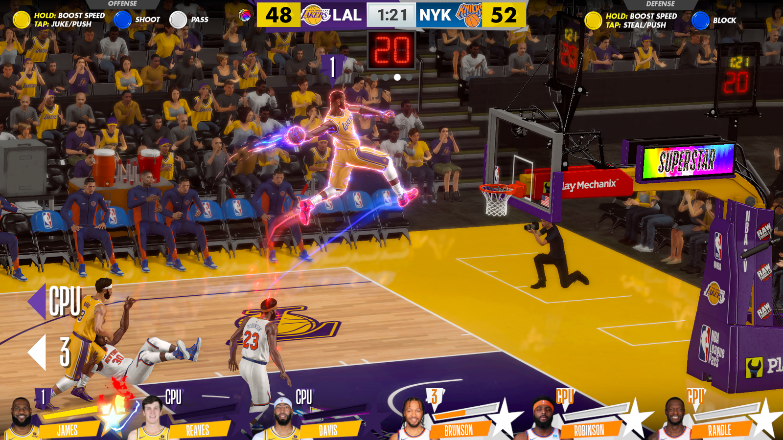 NBA Superstars Arcade Machine - 4 Player Basketball Game | Official NBA Teams & Players | 75" HD Display | Raw Thrills & Play Mechanix | Multiplayer Slam Dunk Action.