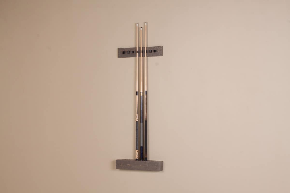 Barnwood 2 Piece Wall Cue Rack side view