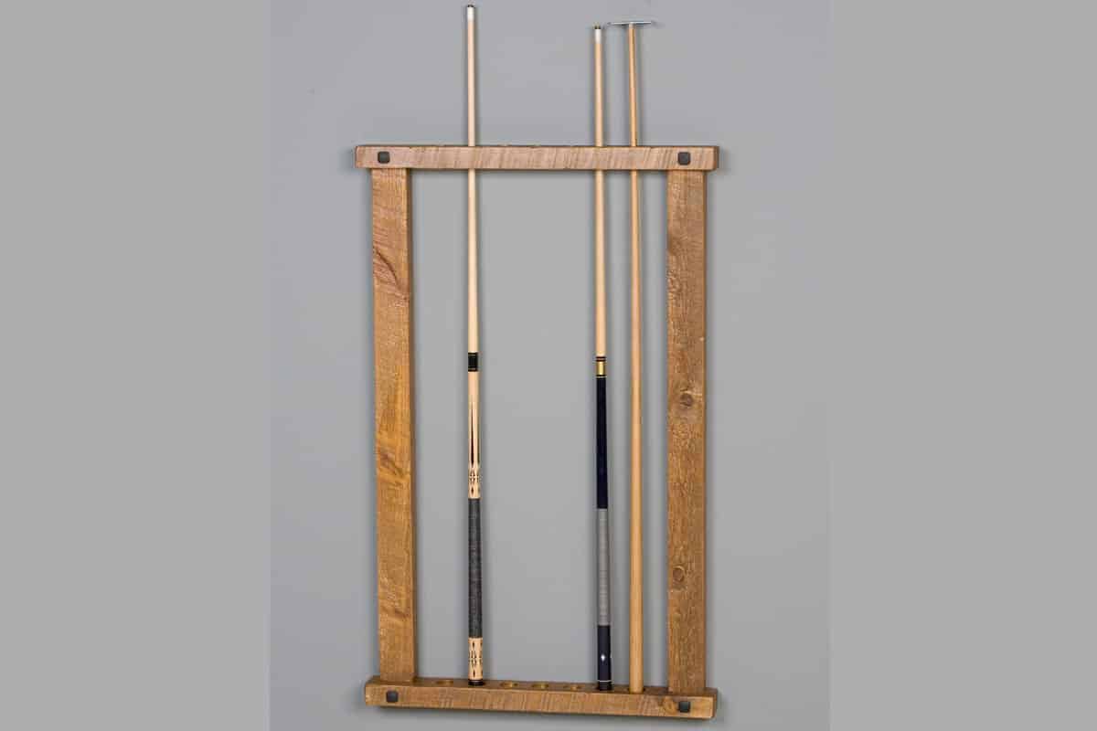 Barnwood Wall Framed Cue Rack front view