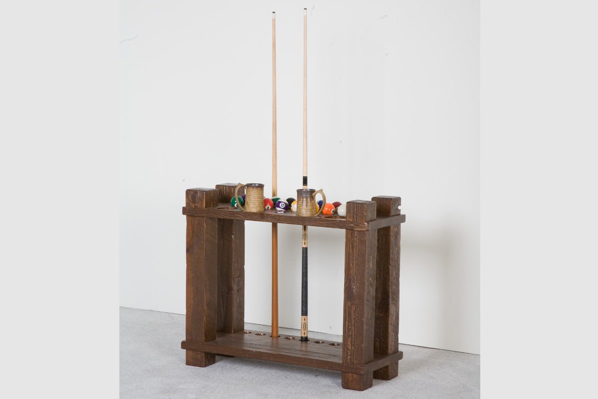 Barnwood Floor Cue Rack - Rustic Wide Log - Style Billiard Accessory by Viking Log Furniture - Billiard Accessories