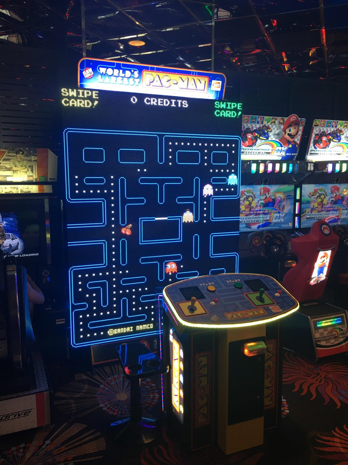World’s Largest Pac-Man arcade game with massive 108-inch LED display, 1–2 player co-op, and included Galaga mode.