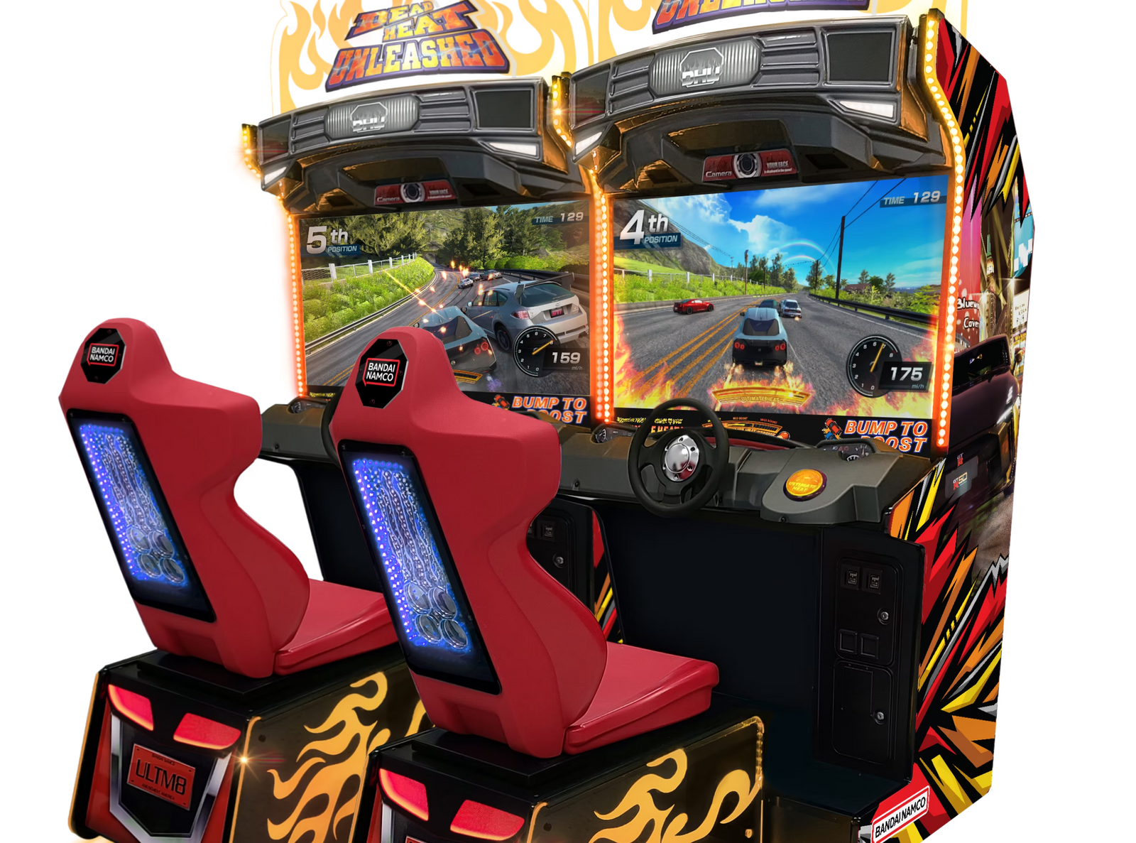 Namco Dead Heat Unleashed Arcade Game Machine – 4 Player Linkable Street Racing | 43" HD Screen | LED Cabinet | Ultimate Heat Boost | Licensed Cars.