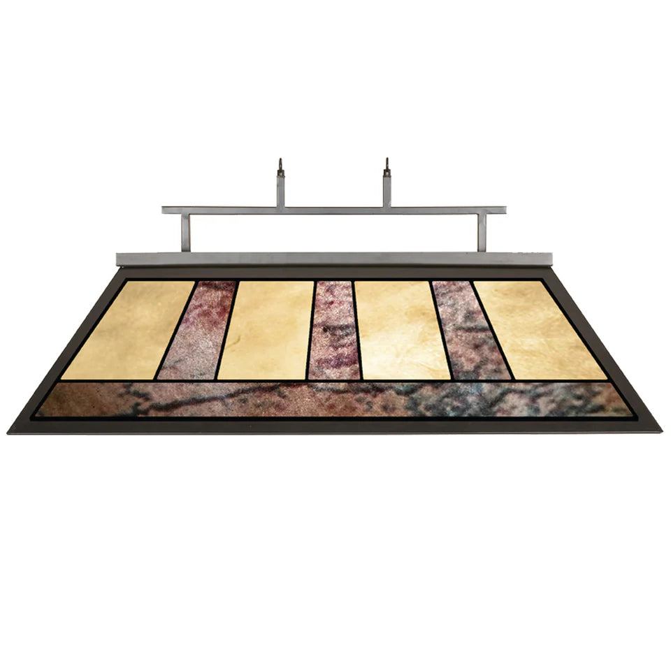 44" Odessa Four-Light Stained Glass Billiard Fixture – Modern Pool Table Lighting with Black Metal Frame