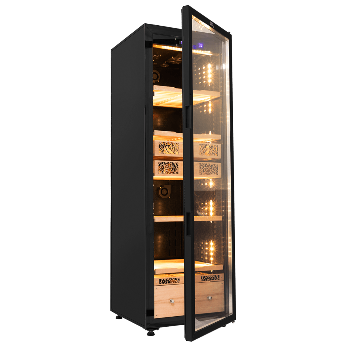 Electronic Cigar Humidor Cabinet 2000 - 2500 Capacity Digital Temperature Humidity Control Humidor Supreme 9000 Series by Quality Importers - Humidors