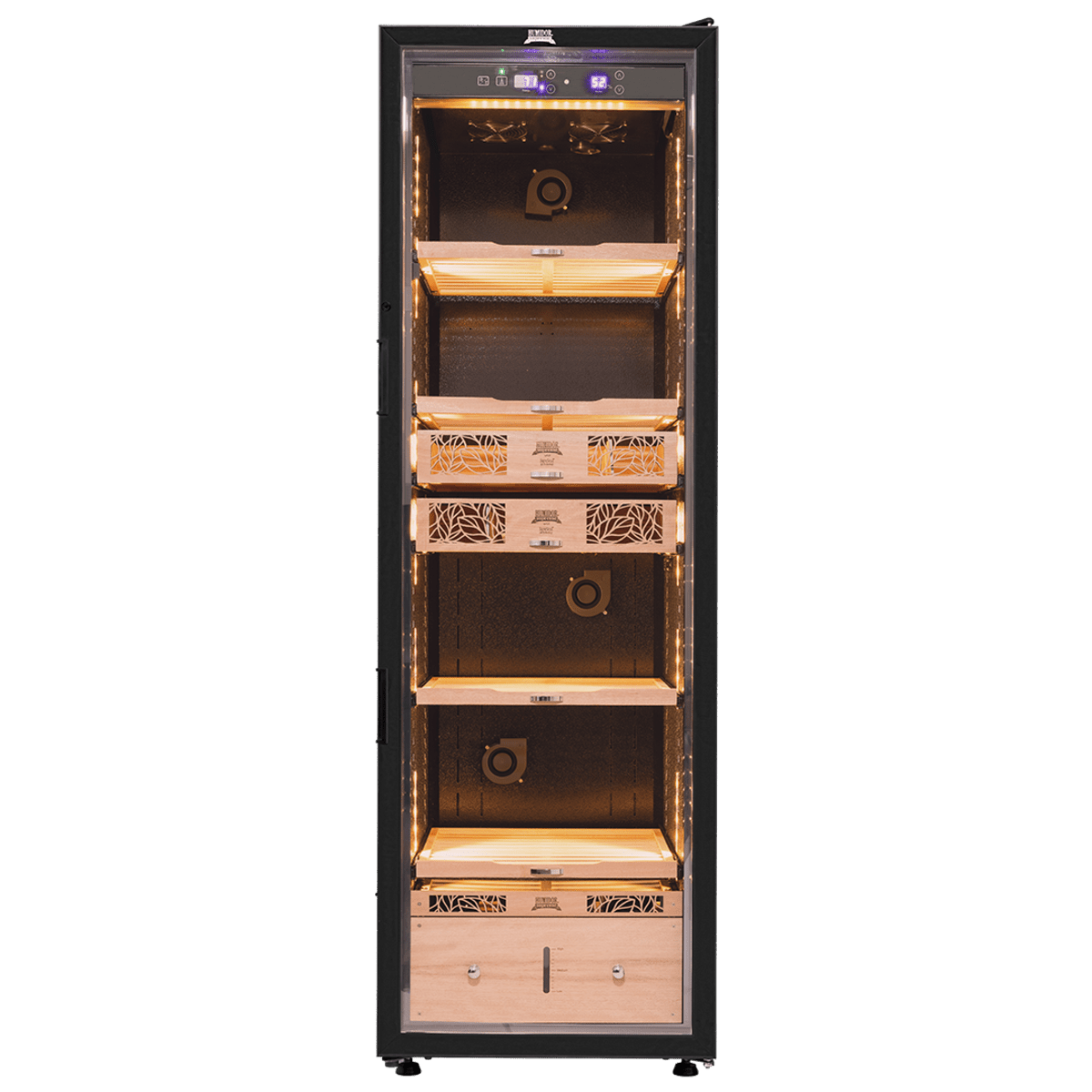 Electronic Cigar Humidor Cabinet 2000 - 2500 Capacity Digital Temperature Humidity Control Humidor Supreme 9000 Series by Quality Importers - Humidors
