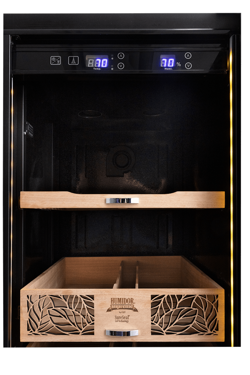 Large Commercial Cigar Humidor Black Cabinet Double Door | 3700–6800 Count | Digital Humidity Control by Quality Importers - Humidors