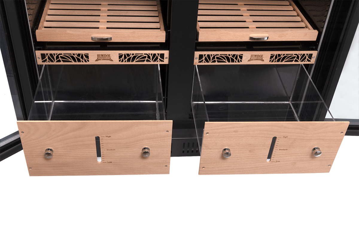 Large Commercial Cigar Humidor Black Cabinet Double Door | 3700–6800 Count | Digital Humidity Control by Quality Importers - Humidors
