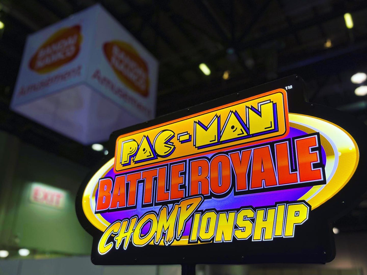 Pac-Man Battle Royale Championship arcade game with 4-player competitive gameplay, power-ups, and coin-op or free play options