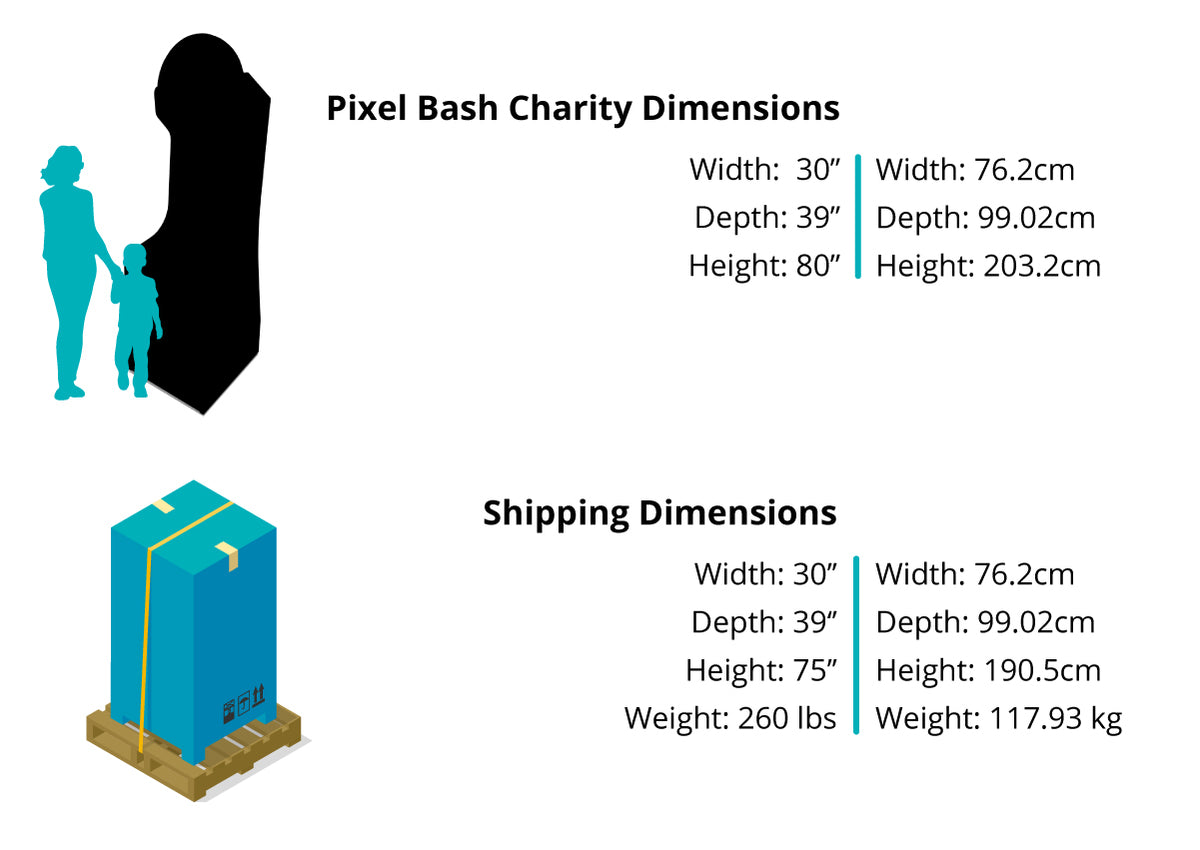 Namco Pac-Man Pixel Bash Charity Coin-Op Upright Arcade Game – 31 Classic Games | Secure Donation Cabinet | Custom Charity Marquee | Official Bandai Namco.