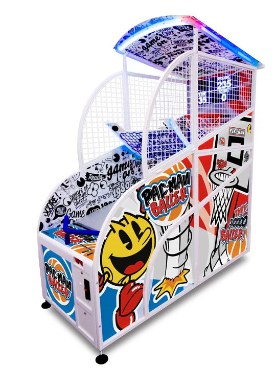 Namco Pac-Man Baller Arcade Basketball Game – Moving Basket Challenge | Linkable Multiplayer | Branded Basketballs | High-Quality Sound.