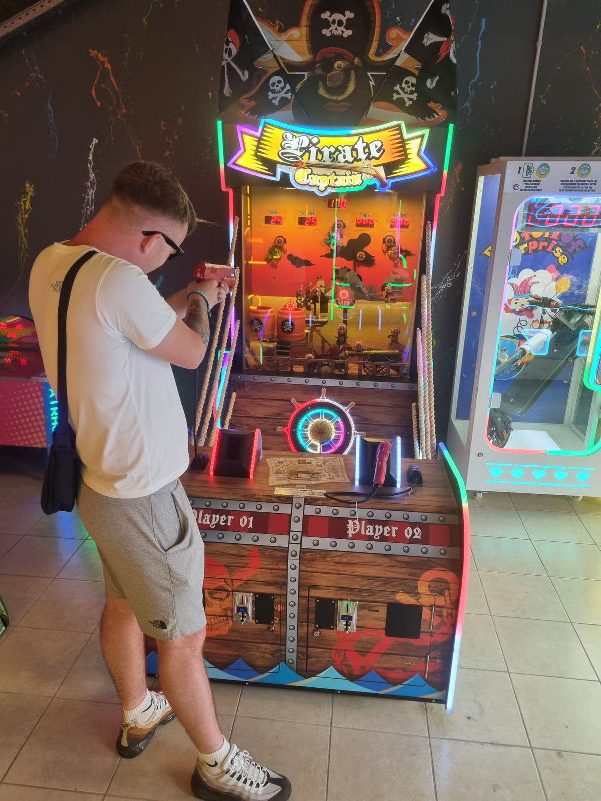 Pirate Captain 2-player skill-based redemption shooting gallery arcade machine with pirate-themed targets and dual cannons