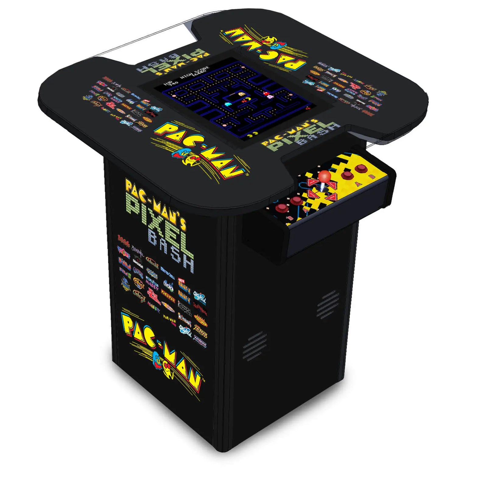 Namco Pac-Man Pixel Bash Bistro High Top Arcade Game – 32 Classic Games | Retro Cocktail Table | Free Play | Official Bandai Namco | Commercial Quality.