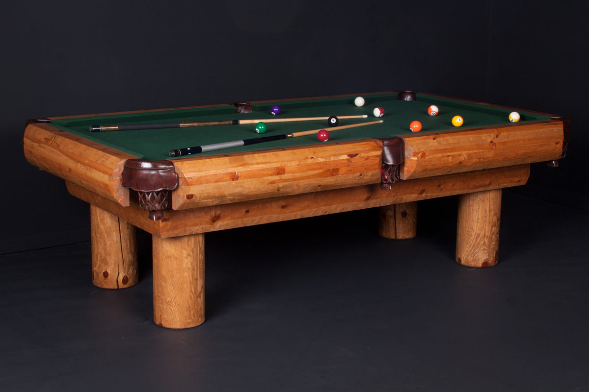 Ponderosa Pine Rustic Log Pool Table side view
