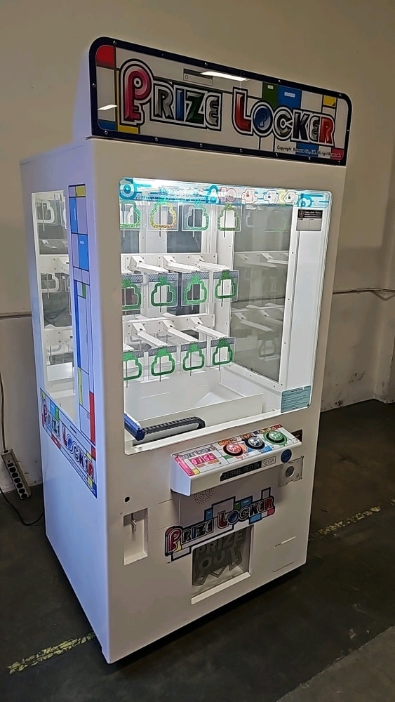 Prize Locker skill-based prize vending arcade machine with clear compartments and precision-controlled prize retrieval system