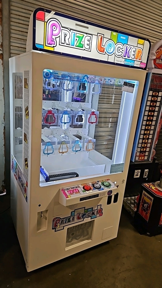 Prize Locker skill-based prize vending arcade machine with clear compartments and precision-controlled prize retrieval system