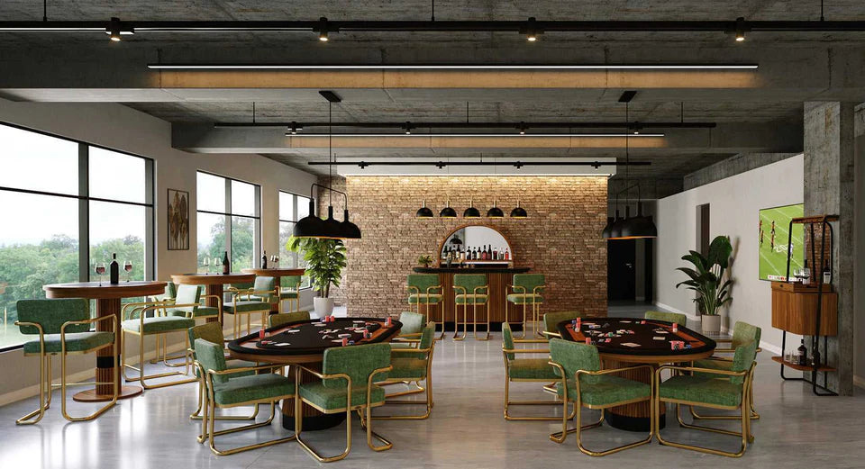 56" Prohibition Three-Shade Metal Pendant Light – Art Deco Matte Black Pool Table Lighting with Gold Interior