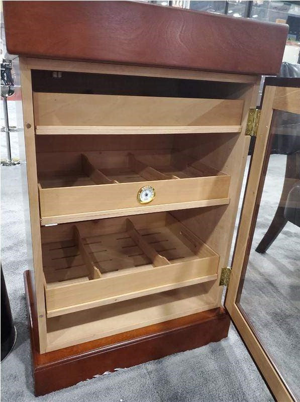 Quality Importers Cigar Tower Mini 1000 count cigar cabinet humidor with glass door and cedar wood interior