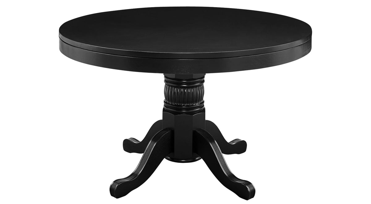 RAM Game Room 48 inch game table with black dining top used as dining table