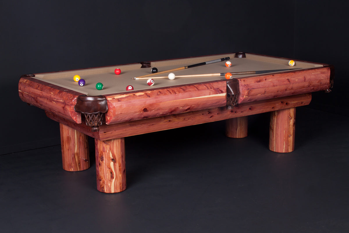 Red Cedar Rustic Log Pool Table side view 