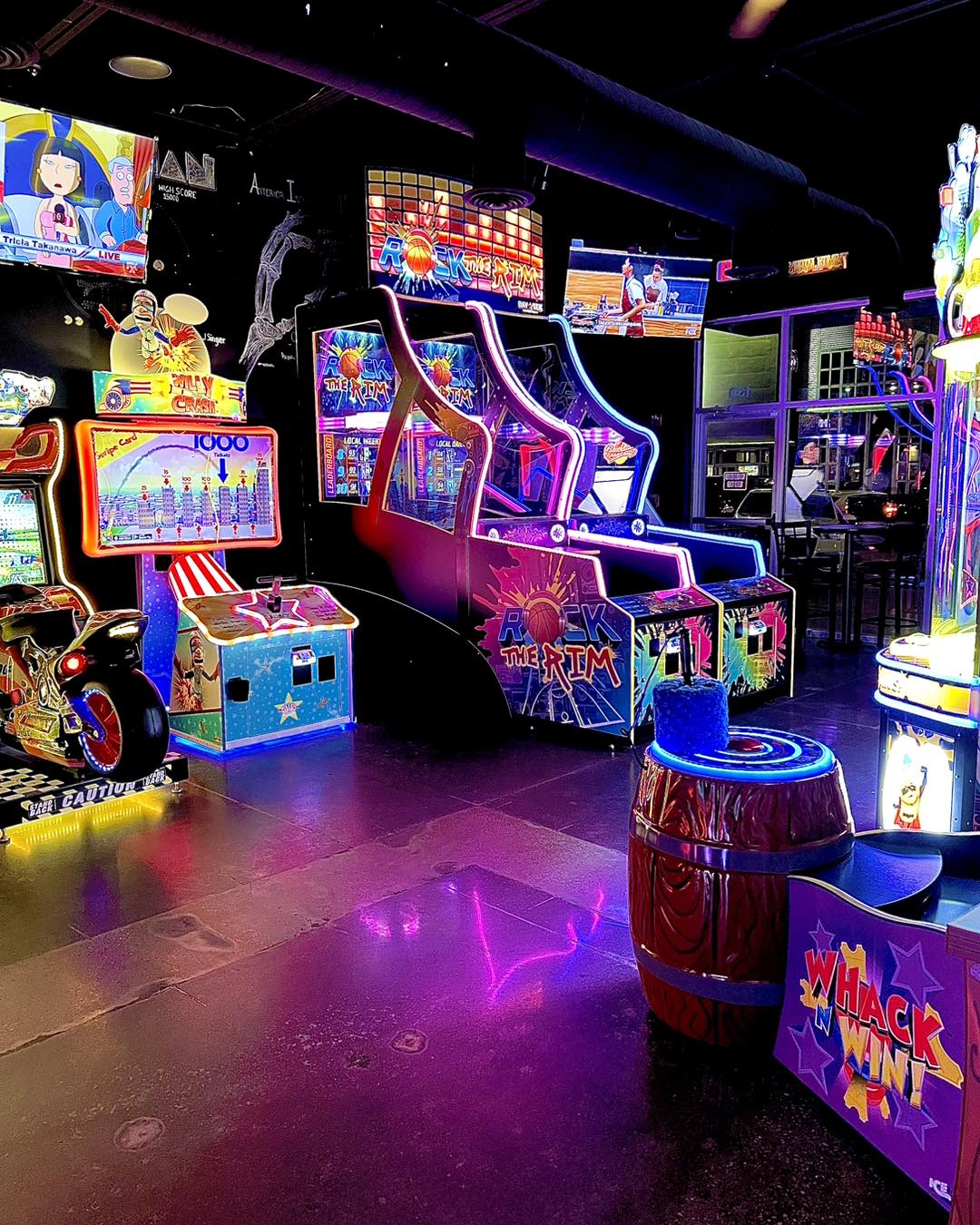 Rock the Rim next-gen basketball arcade machine with LED hoop lighting, interactive sensors, and dynamic scoring display