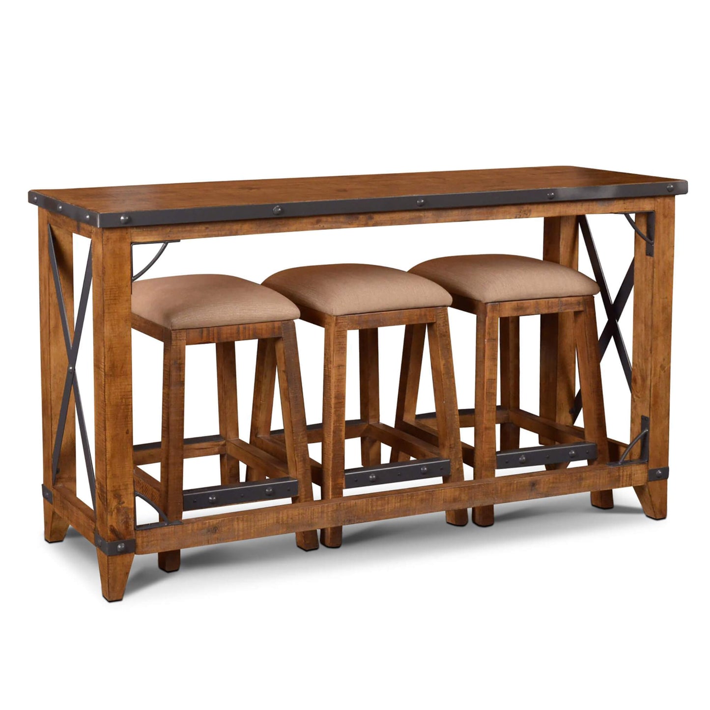 Rustic City Counter Dining Set with Three Stools by Sunset Trading (4 Piece Set)