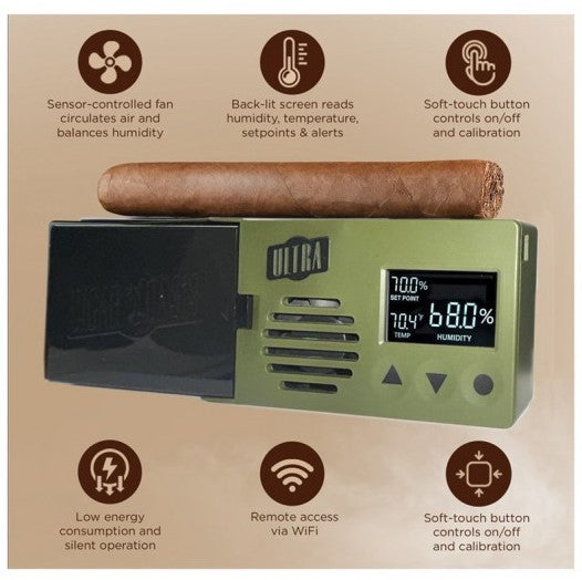 Cigar Oasis Ultra 4.0 For Cigar Spaces – Slim Electric Humidifier for Desktop Humidors.