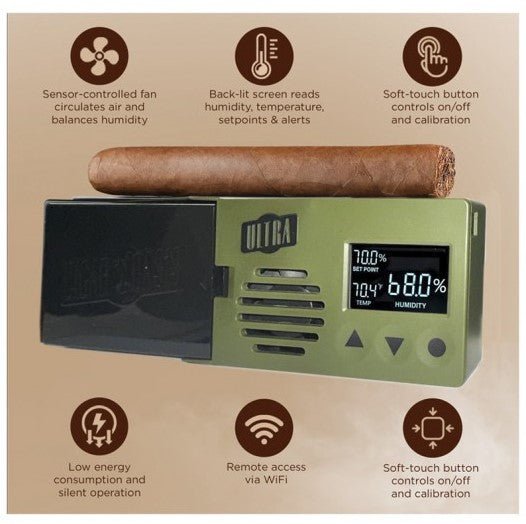 Cigar Oasis Ultra 4.0 For Cigar Spaces - Slim Electric Humidifier for Desktop Humidors by Prestige Import Group - Humidor