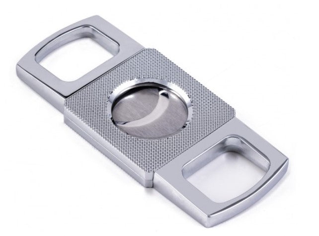 Silver Guillotine Cigar Cutter with Etched Body (62 Ring Gauge)