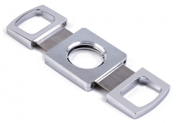 Silver Guillotine Cigar Cutter with Etched Body (62 Ring Gauge)