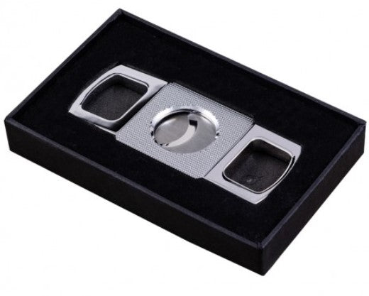 Silver Guillotine Cigar Cutter with Etched Body (62 Ring Gauge)