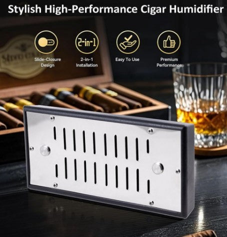 Adjustable Vent Cigar Humidifier – Polished Silver (up to 150 Cigars)