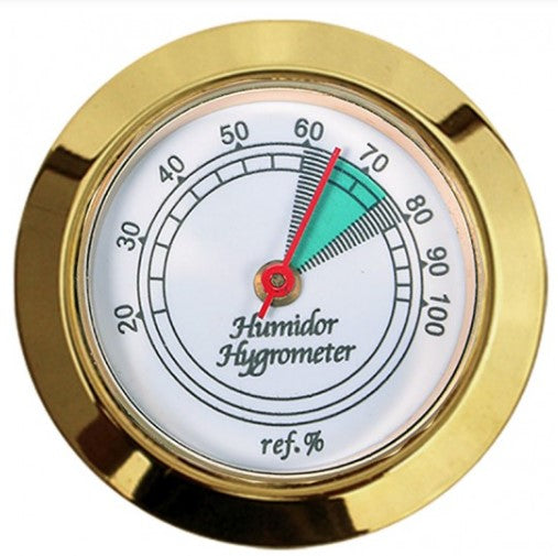Gold Bezel Glass Face Cigar Hygrometer with Calibration