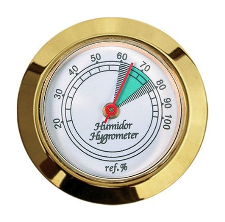 Gold Bezel Glass Face Cigar Hygrometer with Calibration
