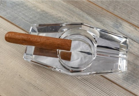 Hexagon Crystal Cigar Ashtray with Gift Box (2 Cigar Capacity)