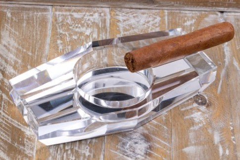 Hexagon Crystal Cigar Ashtray with Gift Box (2 Cigar Capacity)
