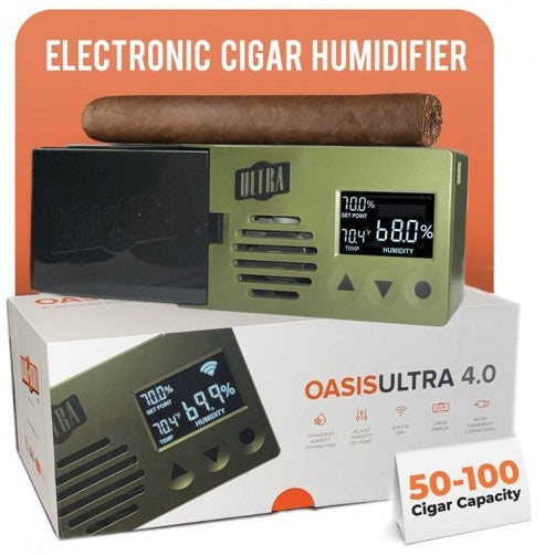 Cigar Oasis Ultra 4.0 For Cigar Spaces – Slim Electric Humidifier for Desktop Humidors.