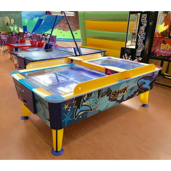 Shark Air Hockey 6ft table with illuminated waterproof playfield for fast arcade gameplay.