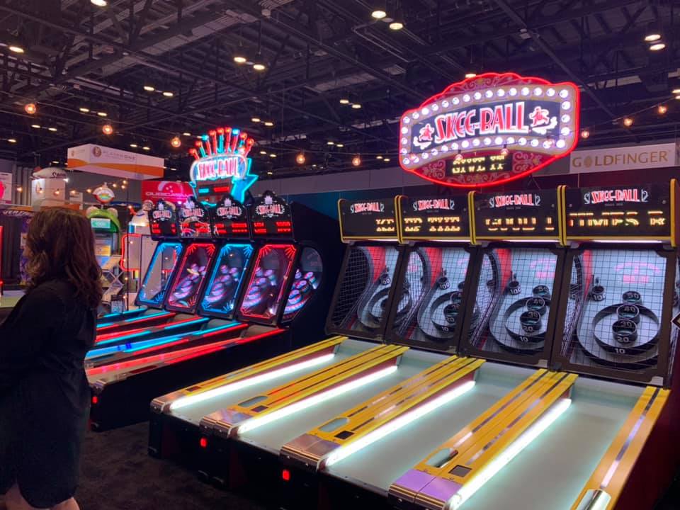 Skee-Ball Classic arcade game with wooden alley roller lane, retro scoring rings, and nostalgic carnival-style design