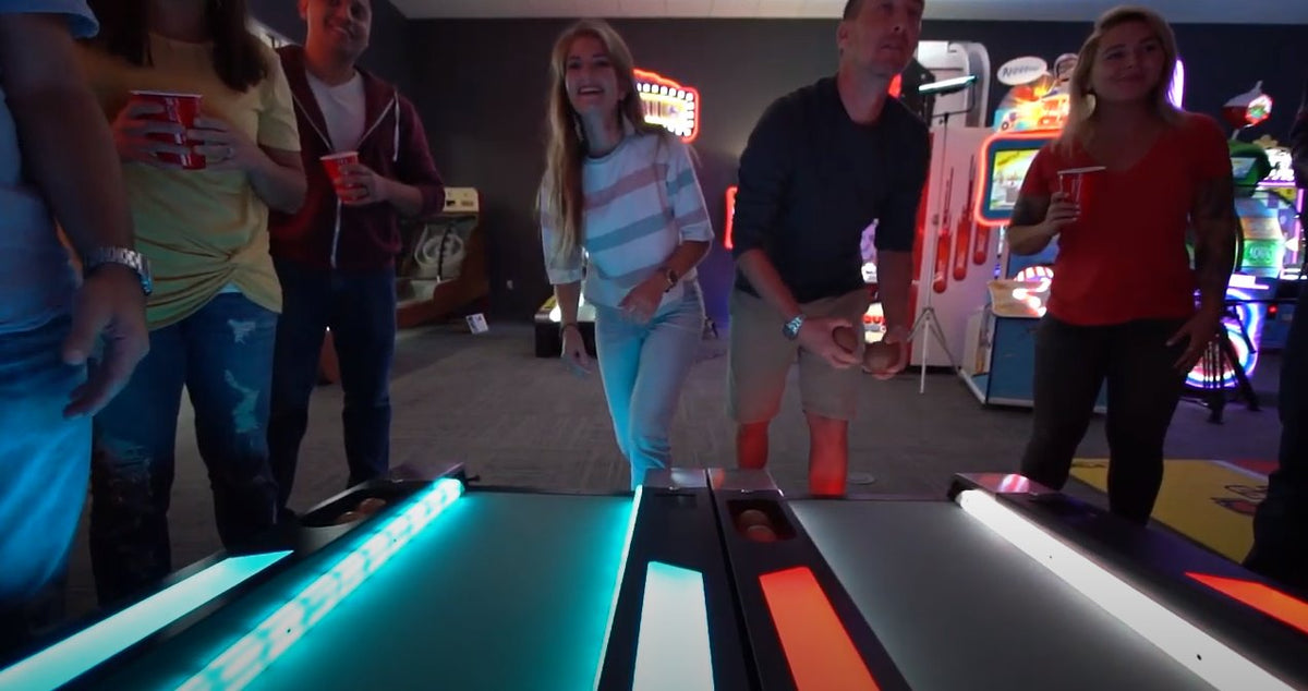 Skee-Ball Classic arcade game with wooden alley roller lane, retro scoring rings, and nostalgic carnival-style design