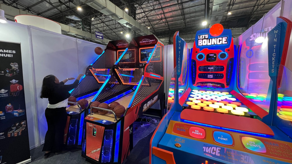 Slam ’n’ Jam Ultra arcade basketball game with HD LED backboard and competitive multiplayer hoop shooting.