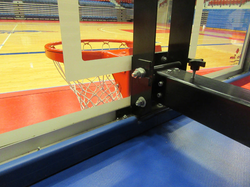 Storm portable adjustable basketball hoop with pro backboard options for indoor gym use