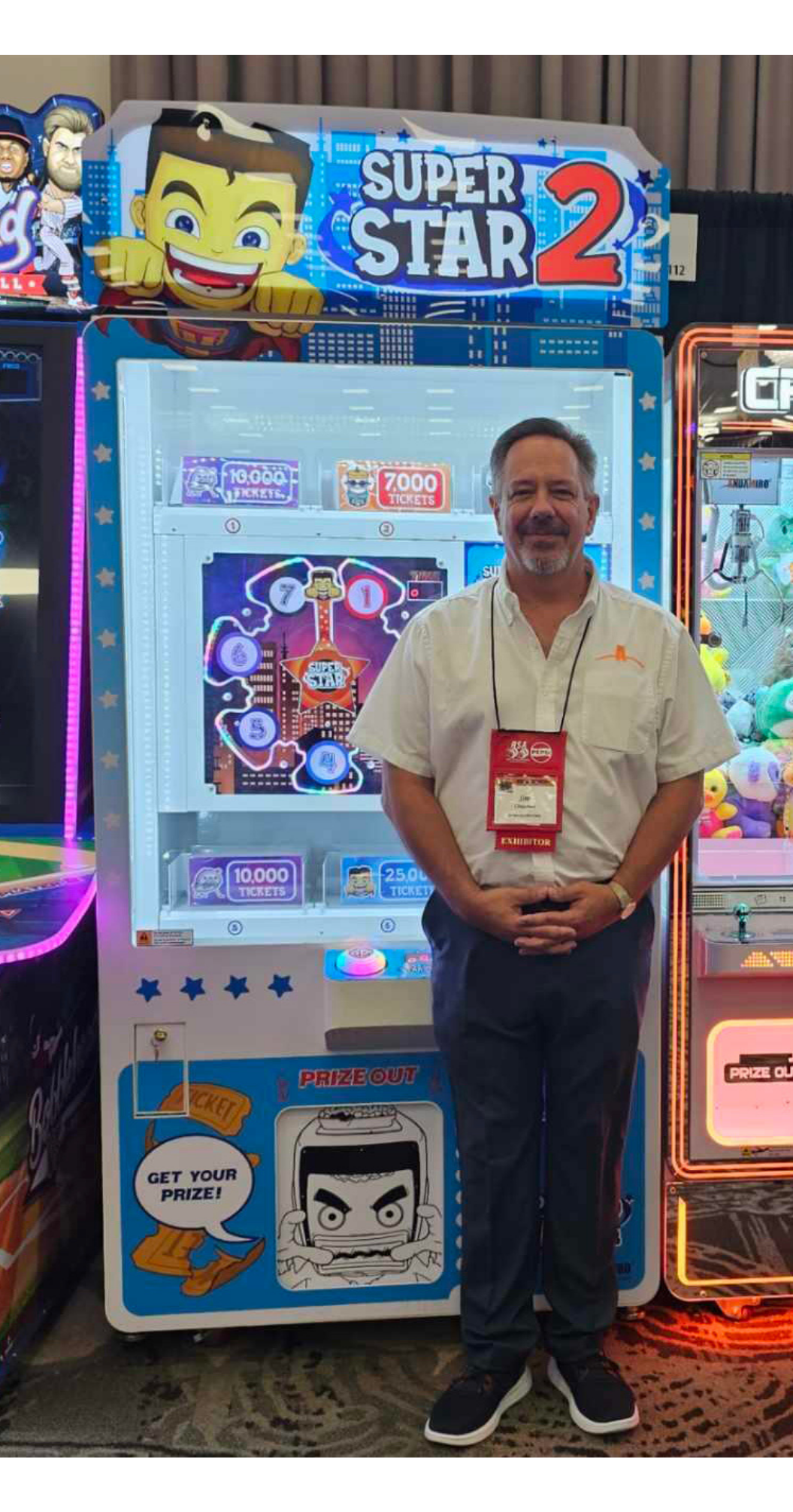 SuperStar2 prize merchandiser arcade machine with skill-based gameplay and ticket redemption features.